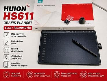 HUION HS611 qrafik planşet - 8192 səviyyəli təzyiq həssaslığı - Tilt