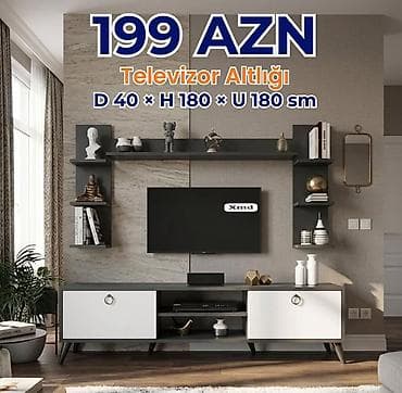 Televizor altlığı – D 40 × H 180 × U 180 sm - Müasir dizaynlı divar — 1