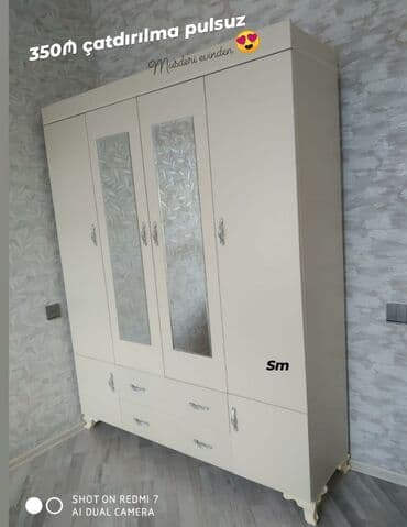 Dolablar: Yeni, 4 qapılı Düz dolab, Qarderob, paltar dolabı, Azərbaycan — 1