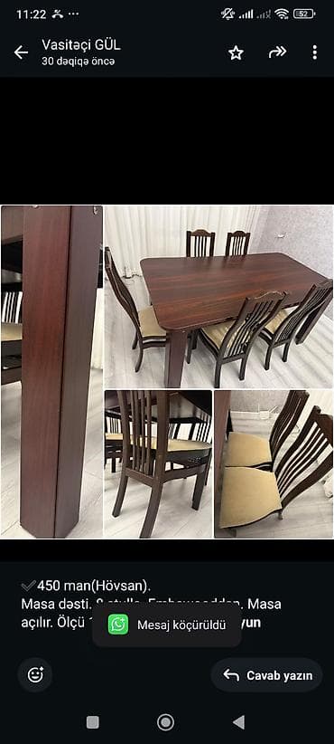 ✔️450 man(Hövsan). Masa dəsti. 8 stulla. Embawooddan. Masa açılır lalafo.az -da ✔️450 man(Hövsan). Masa dəsti. 8 stulla. Embawooddan. Masa açılır