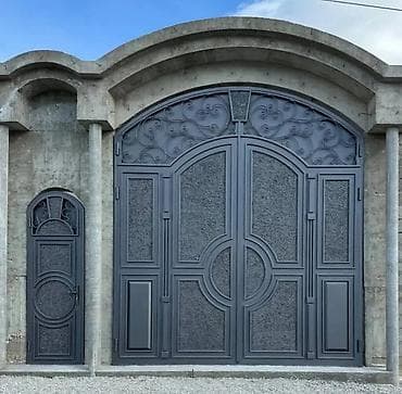 Дворовые ворота: Новый Железо Дворовые ворота, Механические, С дверью, цвет - Черный, Нет кредита — 7