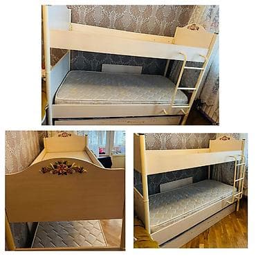 Oğlan və qız üçün, Çarpayı, Matras ilə, Siyirməsiz, Dəmir