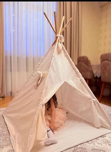 Uşaq tipi oyun çadırı – krem/ağ rəng. 60 manata alınıb. Çox az — 2