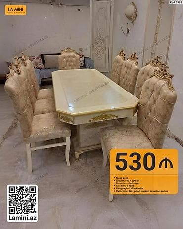 stol ustul: Masa dəsti – klassik üslub - Masa ölçüləri: 100 × 200 sm - Mexanizm — 1