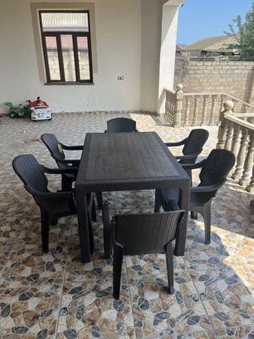 açılan masa modelleri: Yeni, Dördbucaq masa, 6 stul, Açılan, Stullar ilə, Plastik, Türkiyə — 3