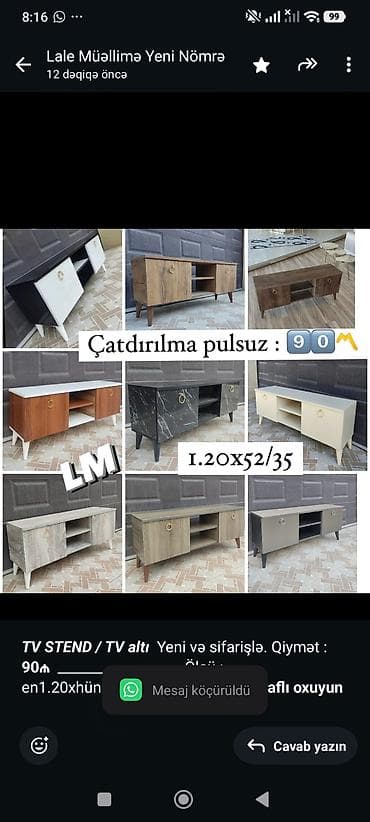 _*TV STEND / TV altı*_ Yeni və sifarişlə. Qiymət : *90₼*