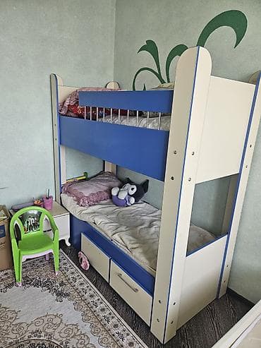 baklar ve cenler: İki mərtəbəli uşaq çarpayısı - Rəng: mavi/krem - Korpus: möhkəm — 2