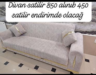 Divan - Rəng: açıq bej - Dizayn: vertikal tikişli oturacaq və arxa