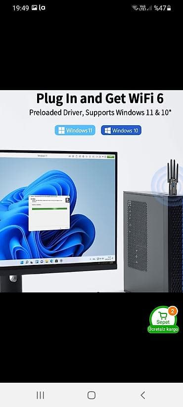 adapdır: Wi‑Fi 6 USB Adapter (AX1800) - Standart: Wi‑Fi 6 (802.11ax) — 3