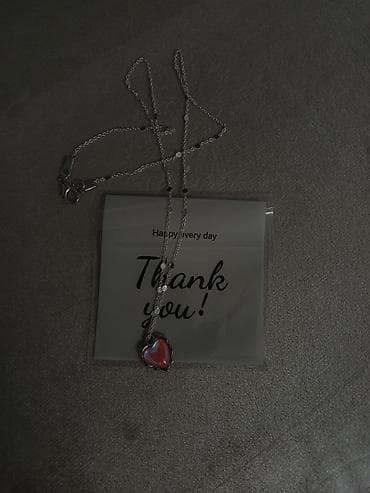 efsane inci: Gümüş rəngli zəncirli boyunbağı – ürək formalı asma - Zərif, incə — 2