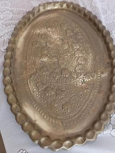 aksa generator: Oyma naxışlı mis/zınqıraq ərintisindən oval sini (tray) - Forma: oval — 3