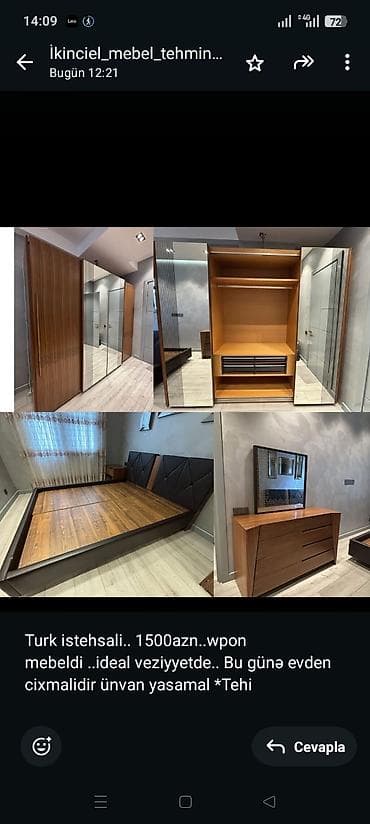 Mebel: Turk istehsali. 1500azn. wpon mebeldi . ideal veziyyetde. Bu günə — 1