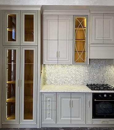 avanqart mebeller: Klassik üslubda tam ölçülü mətbəx mebeli dəsti - Üst və alt şkaf — 3