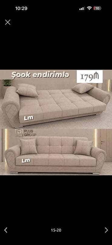 divan tecili: Bej rəngli çevrilən divan – Plus Group dizaynı - 3 yerlik rahat — 1