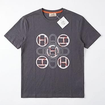 Hermès kişi T‑şörtü - Model: qısaqol, crew-neck - Rənglər: qara və — 2