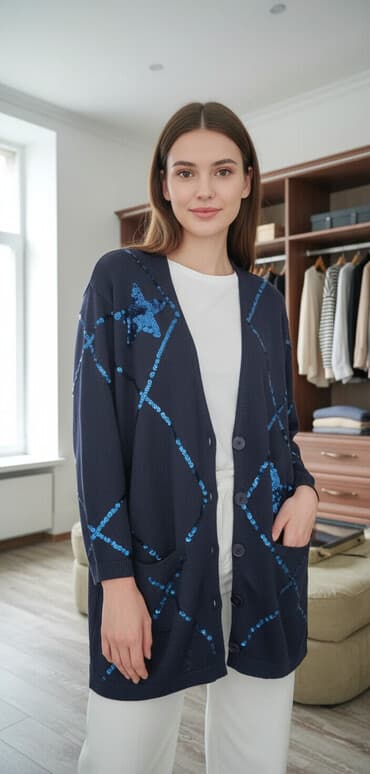 koftalar qis ucun: Sviter, XL, rəng - Qara — 1