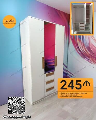 rəf satışı: Açılan, 3 qapılı Düz dolab, Qarderob, paltar dolabı — 1