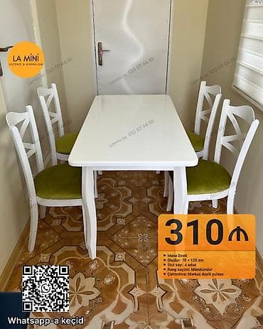 stol stul modelleri: Mətbəx üçün, Açılmayan, Dördbucaq masa, 4 stul — 1