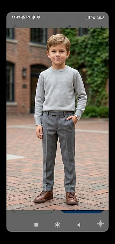 Uşaq klassik şalvarı,2eded şalvardır - Rəng: tünd boz/boz melanj -