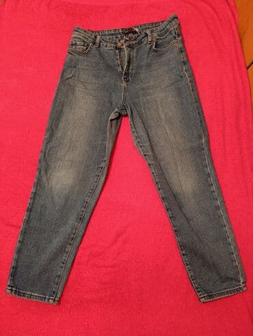 джинсовые юбки на пуговицах: Qadın üçün klassik mavi cins şalvar - Model: 5 ciblə, klassik — 2