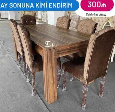 masalar ve stullar: Qonaq otağı üçün, Açılmayan, Dördbucaq masa, 4 stul — 6