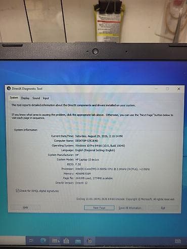 intel core i: HP Laptop 15-bs1xx noutbuk Texniki xüsusiyyətlər: - Ekran: 15.6" (HD) — 3