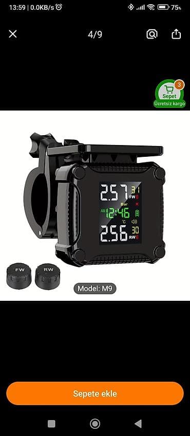 Motosiklet üçün şin təzyiqi və temperaturu izləmə sistemi – Model