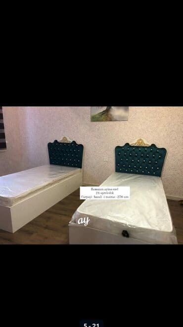 Çarpayılar: Yeni, Təknəfərlik çarpayı, Bazalı, Matras ilə, Siyirməli, Azərbaycan — 4