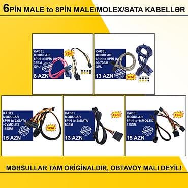 Kabellər "6PİN MALE to 8PİN MALE/MOLEX/SATA Original” MƏHSULLAR TAM at lalafo.az Kabellər "6PİN MALE to 8PİN MALE/MOLEX/SATA Original” MƏHSULLAR TAM