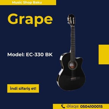 gitara simleri: Grape klassik gitara Model: EC-330 BK •Sim sayı: 6 •Üst: Basswood — 1