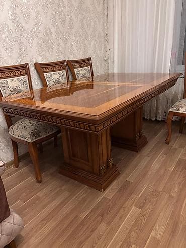 acılan masalar: Qonaq otağı üçün, Açılmayan, Dördbucaq masa, 6 stul — 2