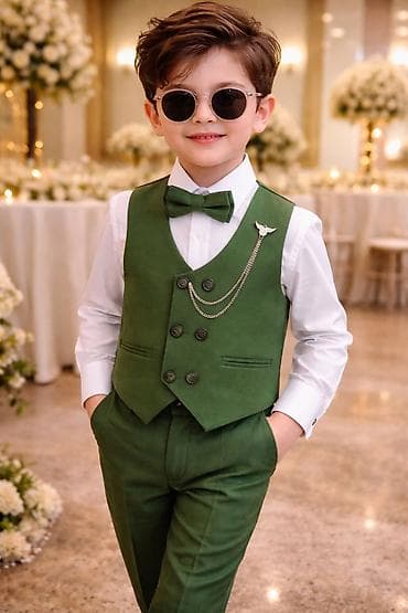 Uşaq ayaqqabıları: Oğlan uşaqları üçün üçlü dəst – klassik üslub - Komplekt: jilet + — 2