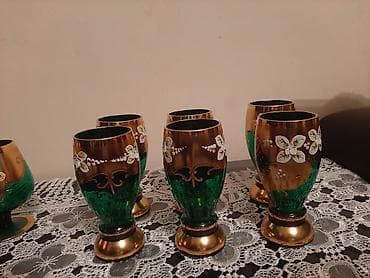 Qədəhlər, rəng - Yaşıl, Şüşə, 6 ədədli dəst