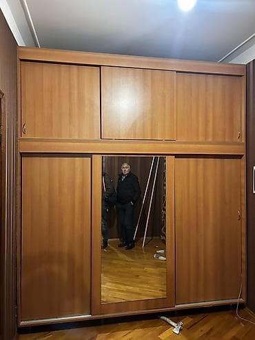 3 qapılı, Güzgülü, Qəhvəyi, Taxta, Kupe, Düz dolab — 1