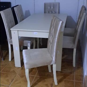 laminat qiyməti: Qonaq otağı üçün, Yeni, Açılan, Dördbucaq masa, 6 stul — 15