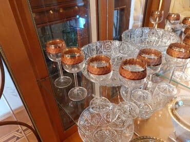 Süfrə qab-qacaqı: Qədəhlər, Xrustal, 6 ədədli dəst, Çexiya — 2