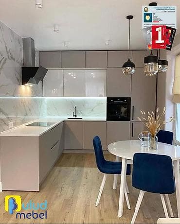 Sifarişlə mətbəx dəsti, Özü çəkən petlələr, Sadə laminat, Kredit var, Ünvandan götürmə, Pulsuz çatdırılma, Rayonlara çatdırılma