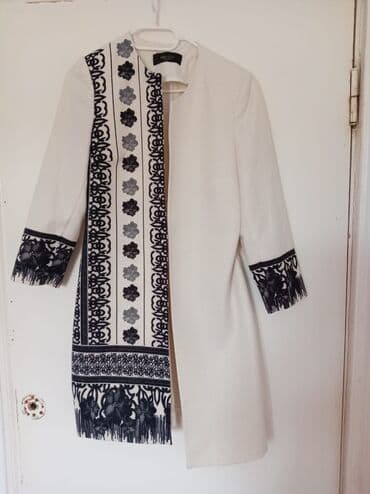 дождевик купить в баку: Ağ rəngli zərif qadın palto-kardiqan - Dizayn: Ön hissədə asimmetrik — 2