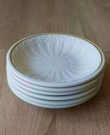 qedimi boşqablar: Boşqablar, 6 ədədli dəst, rəng - Ağ, Keramika, SSRİ — 1