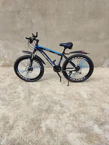 velosiped 24 lük: Dağ velosipedi – 26” təkərlər - Rəng: qara-mavi - Çərçivə: polad — 3