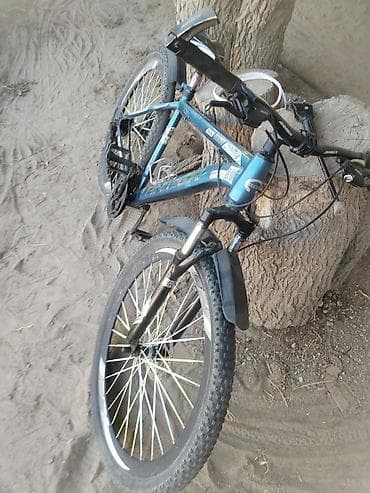 Mavi rəngli ANMIR markalı dağ velosipedi. Şəhərdaxili sürüş, gündəlik