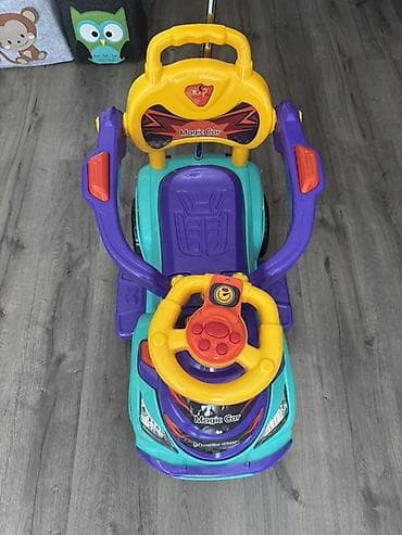 Uşaq üçün itələmə dəmirli mini maşın (ride-on) - Rəngarəng dizayn — 5