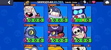 kohne pullar: Brawl Stars hesabı – 60/102 döyüşçü - Kolleksiya: 60 döyüşçü açıq — 1