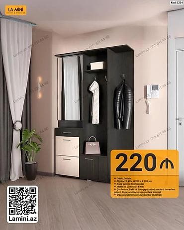 Dəhliz dolabı – Kod: 5334 - Ölçülər: D 40 × H 200 × E 100 sm - — 1