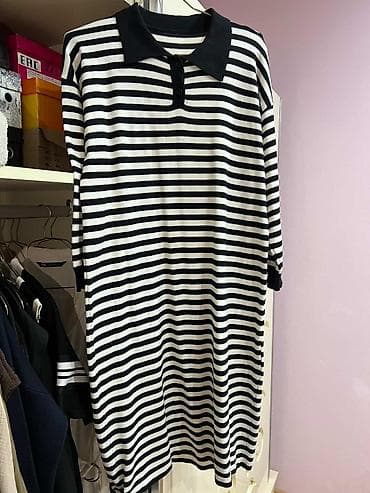 Toy paltarları və aksesuarları: Qara-ağ zolaqlı trikotaj paltar M L XL beden quruluşuna görə gedir — 1