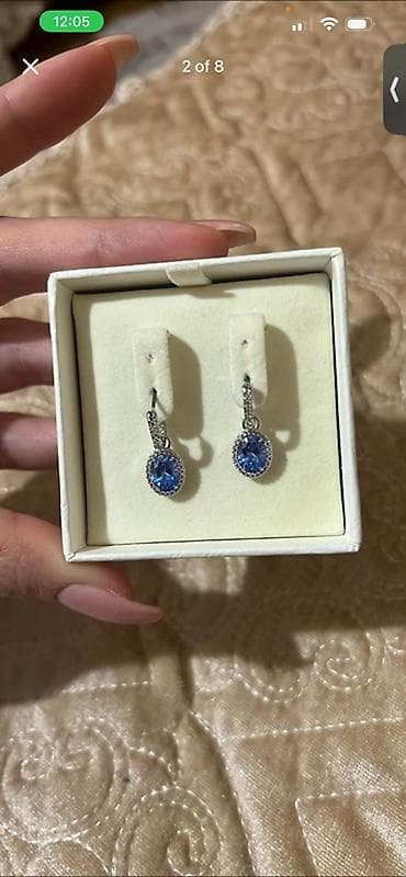 Аксессуары: Swarovski “Constella” asqılı sırğalar - Rəng: mavi - Kəsim: oval cut — 2