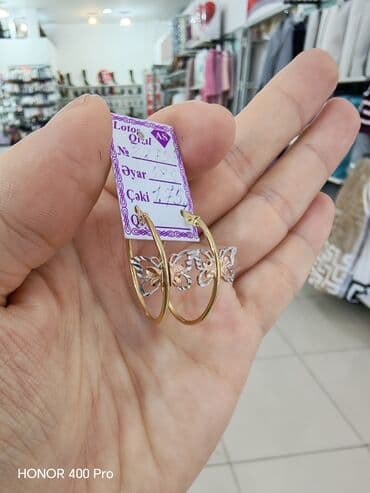 1 qram gümüşün qiyməti 2022: Sırğa, Sarı qızıl, 585 Əyar, 175 g — 3