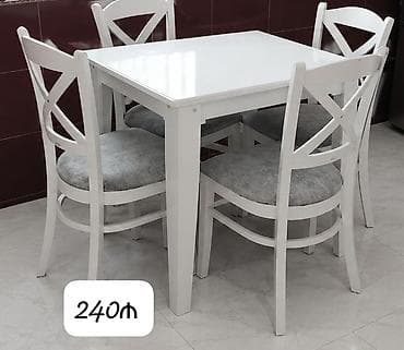 masa islenmis: Qonaq otağı üçün, İşlənmiş, Kvadrat masa, 4 stul — 1