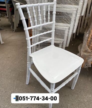 karkaz: Ağ rəngli, zərif dizaynlı banket/ziyafət stulları. Xüsusiyyətlər: - — 3