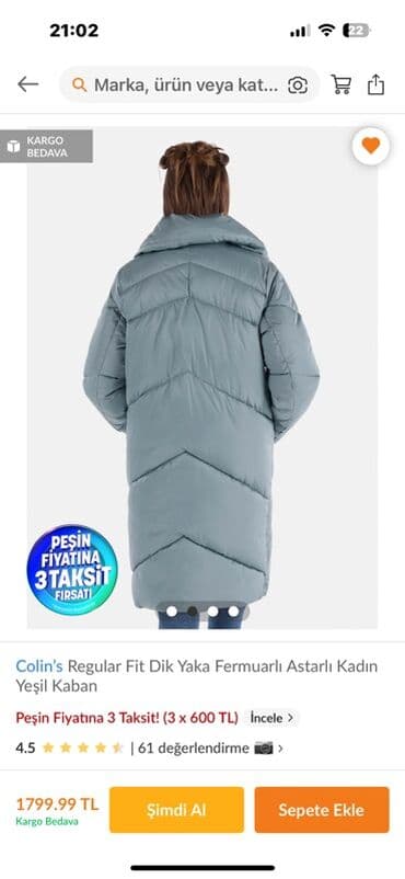 loreta kaban: Palto, ColinS, L, rəng - Boz — 7